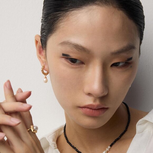 ✨ Artisan Original Convertible Pearl Charm Hoop Earrings | 2-in-1 S925 Gold - Picture 12 of 14